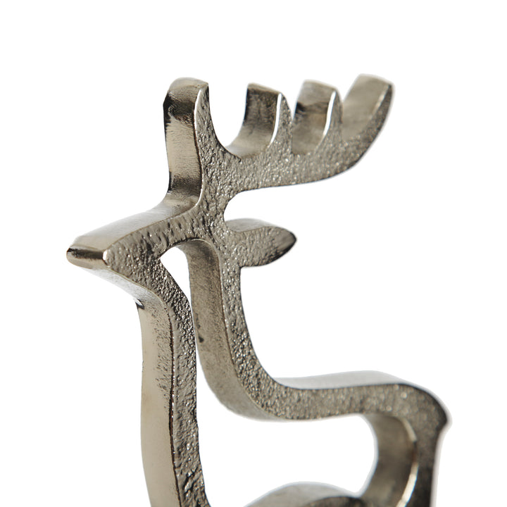 Hollow Raw Silver Reindeer Stocking Hanger with Quartz Base