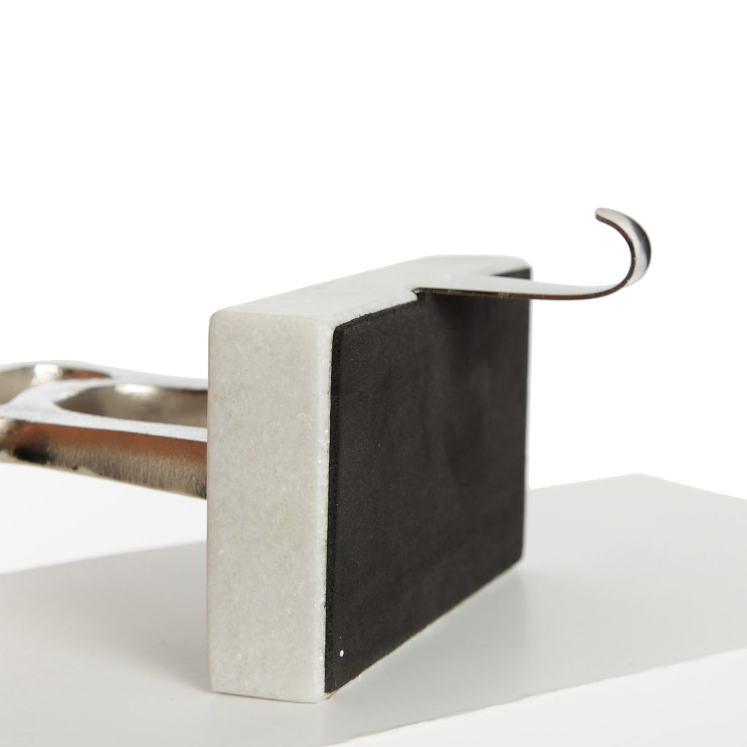 Hollow Raw Silver Reindeer Stocking Hanger with Quartz Base