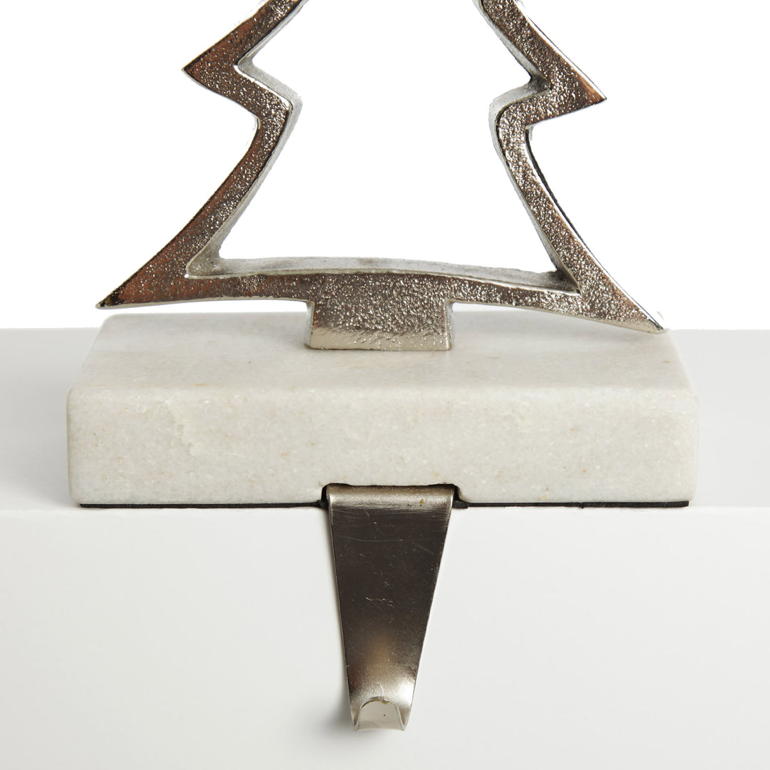 Hollow Raw Silver Tree Stocking Hanger with Quartz Base