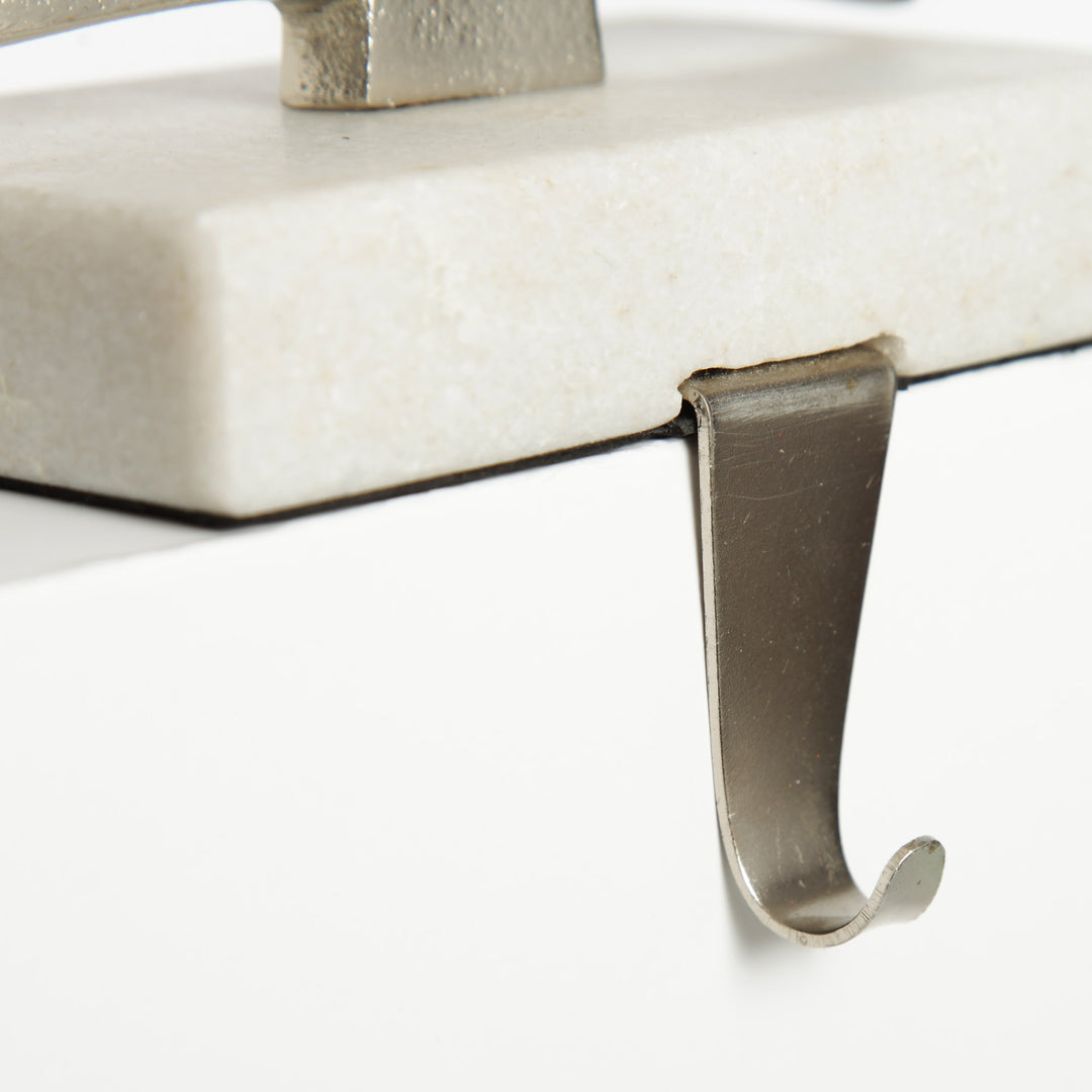 Hollow Raw Silver Tree Stocking Hanger with Quartz Base