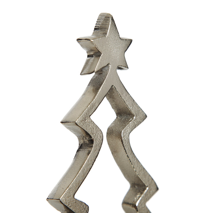 Hollow Raw Silver Tree Stocking Hanger with Quartz Base