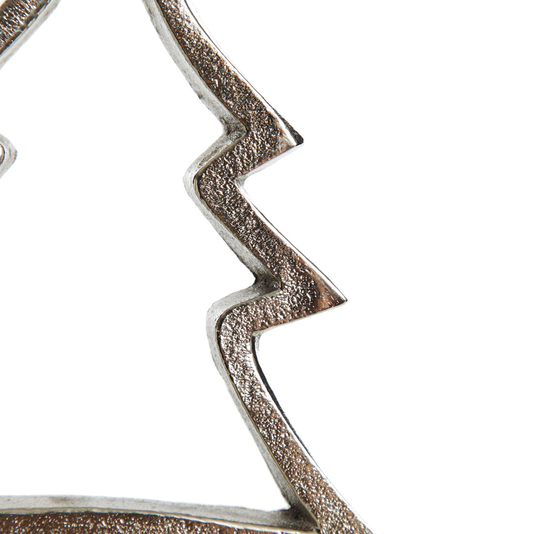 Hollow Raw Silver Tree Stocking Hanger with Quartz Base