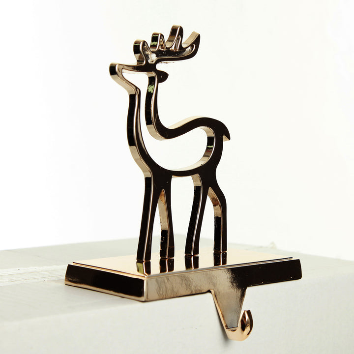 Hollow Rose Gold Reindeer Christmas Stocking Hanger