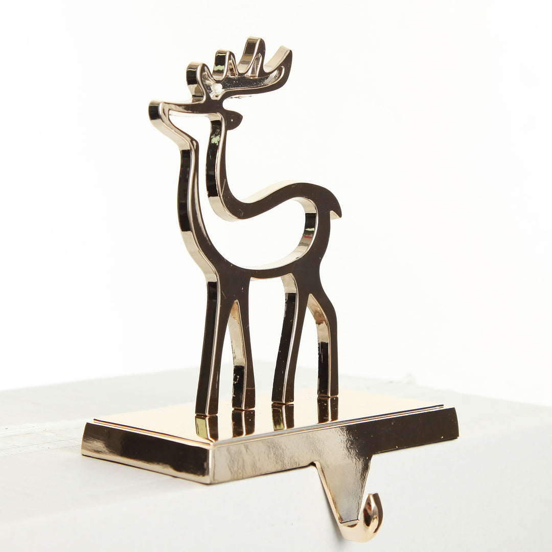 Hollow Rose Gold Reindeer Christmas Stocking Hanger