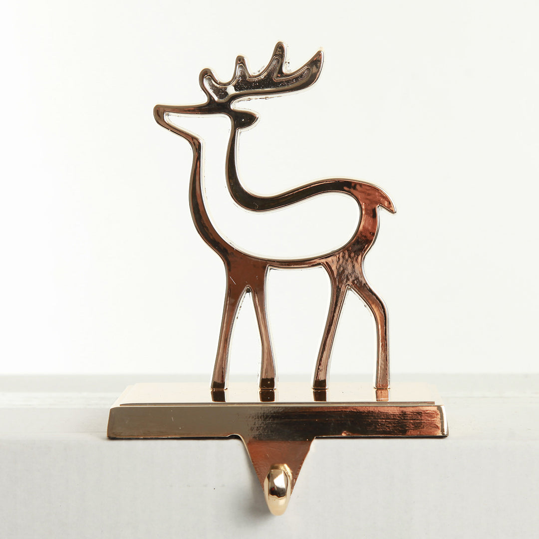 Hollow Rose Gold Reindeer Christmas Stocking Hanger
