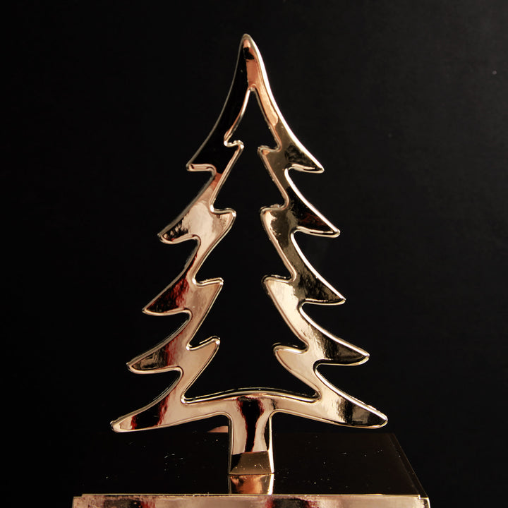 Hollow Rose Gold Tree Christmas Stocking Hanger