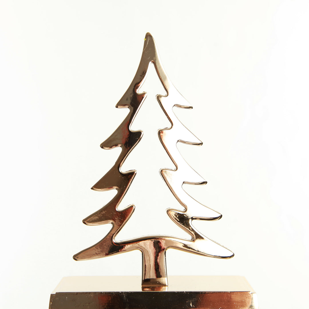 Hollow Rose Gold Tree Christmas Stocking Hanger