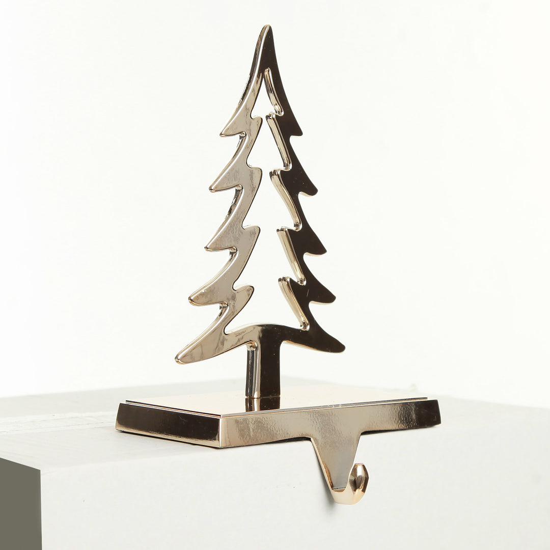 Hollow Rose Gold Tree Christmas Stocking Hanger