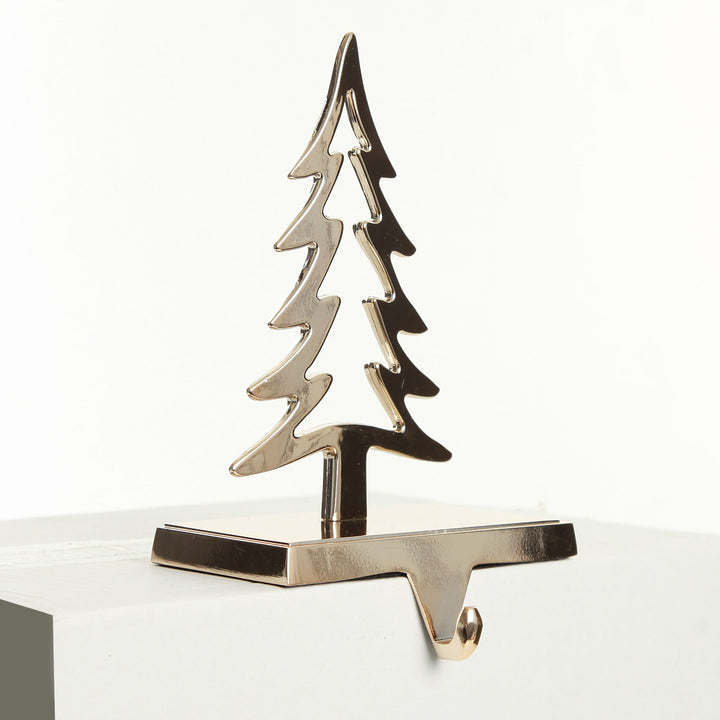 Hollow Rose Gold Tree Christmas Stocking Hanger