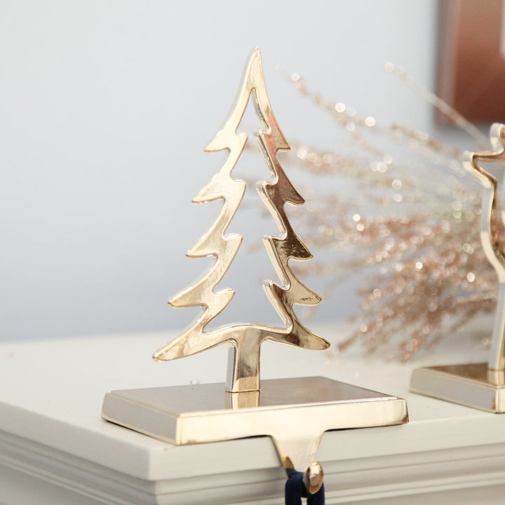 Hollow Rose Gold Tree Christmas Stocking Hanger