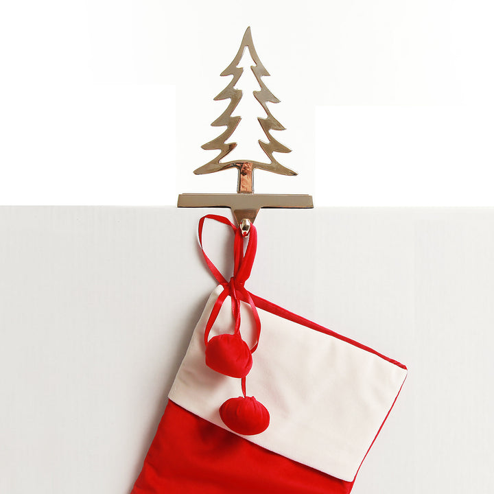 Hollow Rose Gold Tree Christmas Stocking Hanger