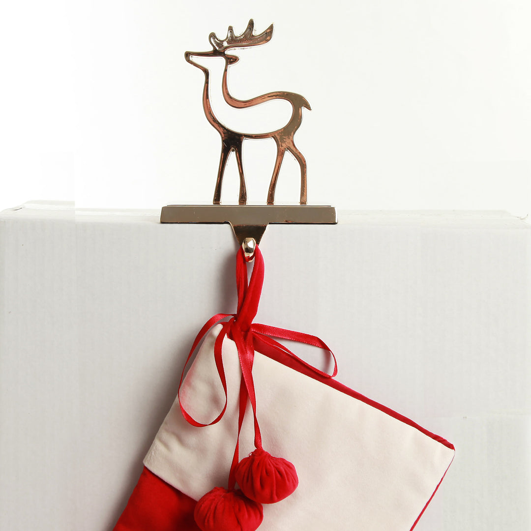 Hollow Rose Gold Reindeer Christmas Stocking Hanger