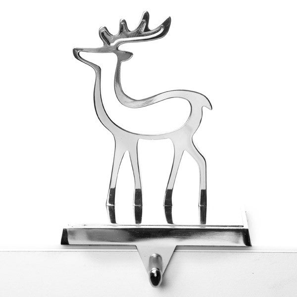 Hollow Chrome Reindeer Stocking Hanger 