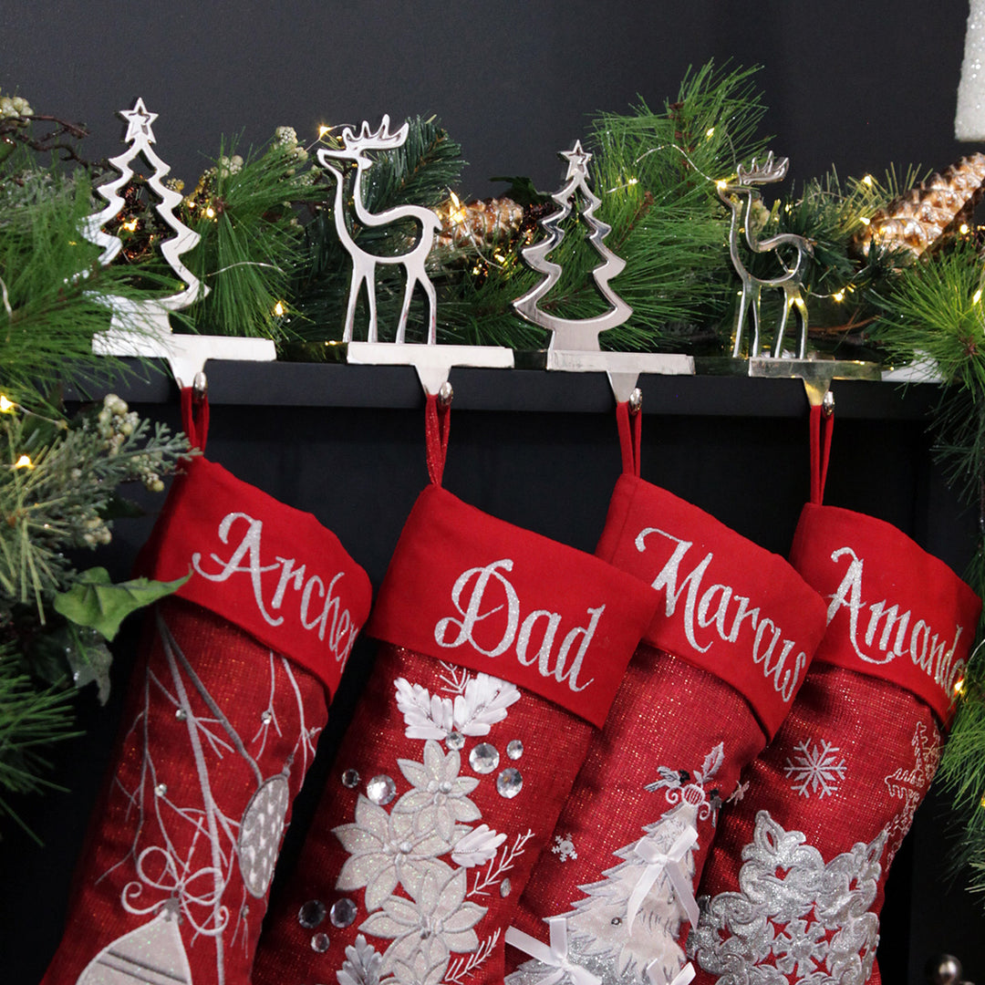 Personalised Red Poinsettia Christmas Stocking