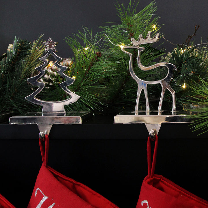 Hollow Chrome Reindeer Stocking Hanger