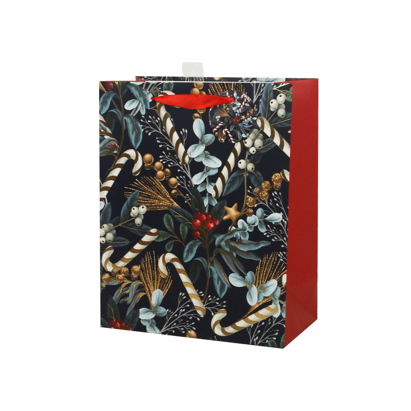 Holly and Candy Cane Gift Bag - Large