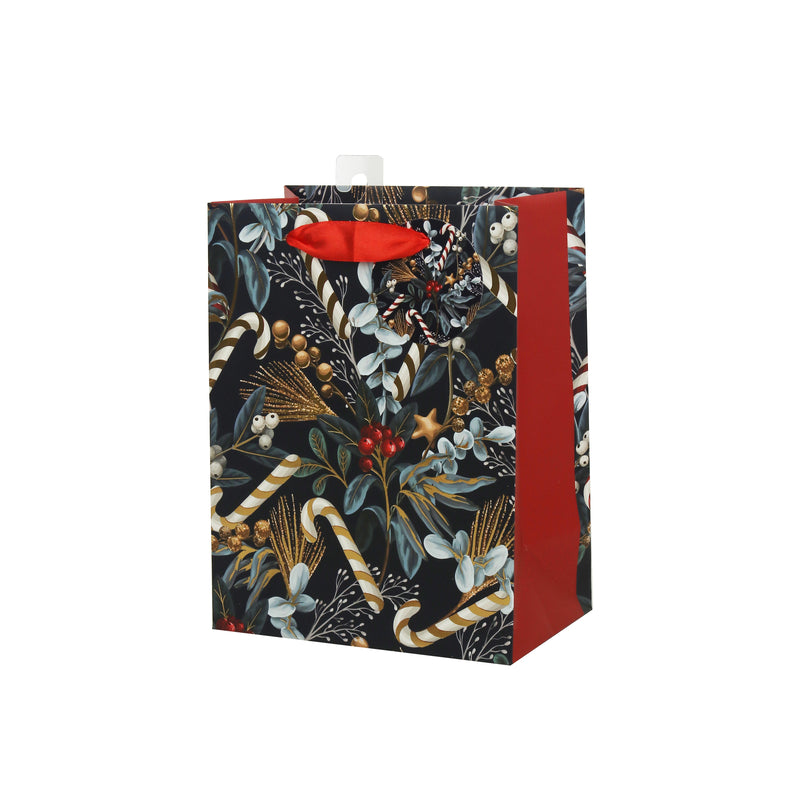 Holly and Candy Cane Gift Bag - Medium