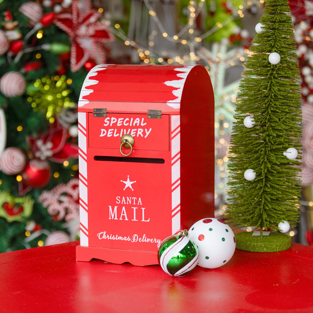 Red Wooden Santa Mailbox Christmas Ornament - 22cm(H)