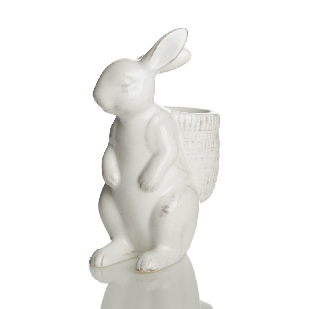 Horrace Ceramic Cream Rabbit with Basket - Large