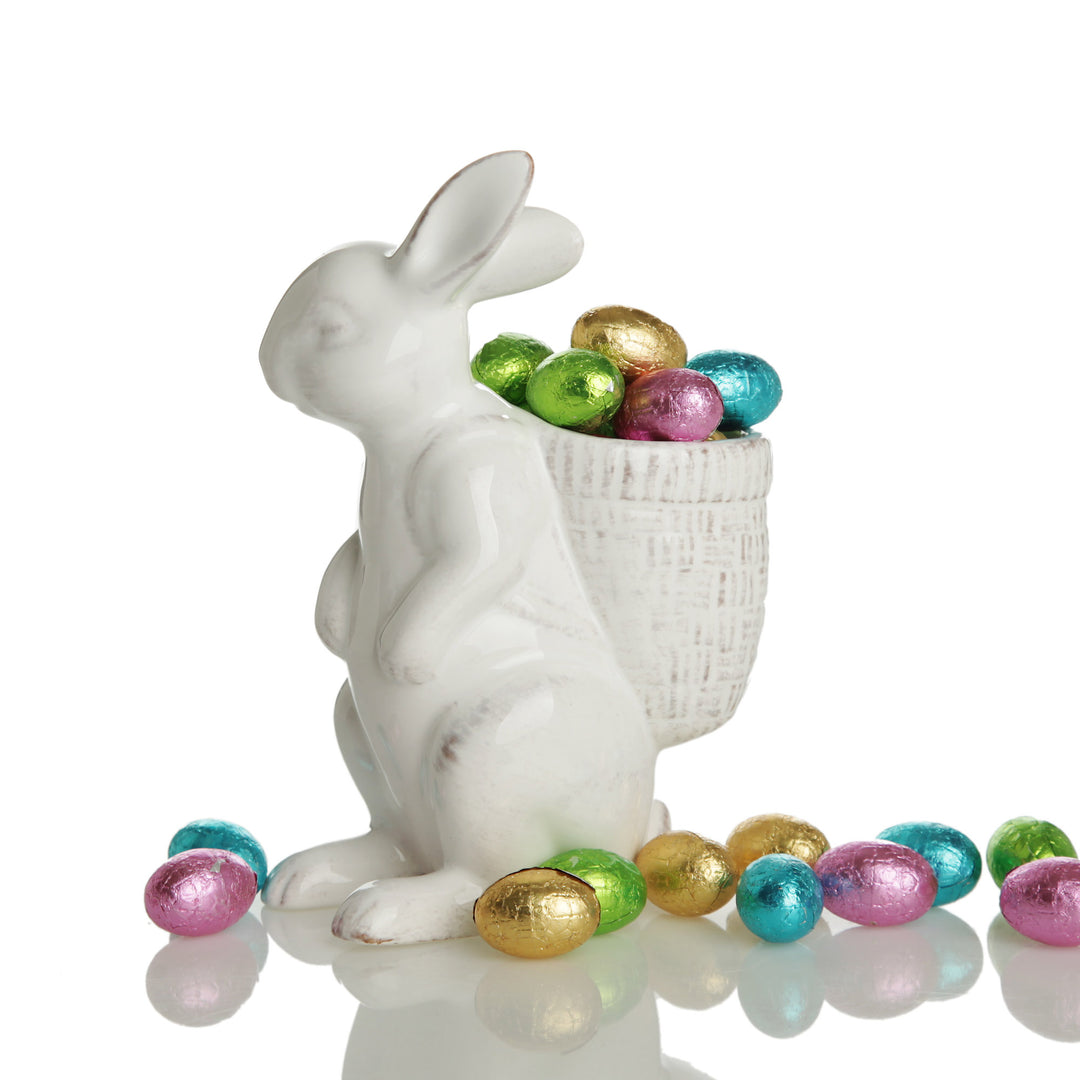 Horrace Ceramic Cream Rabbit with Basket - Large