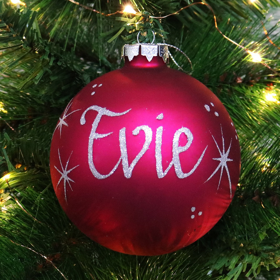 Hot Pink Glass Personalised Christmas Bauble