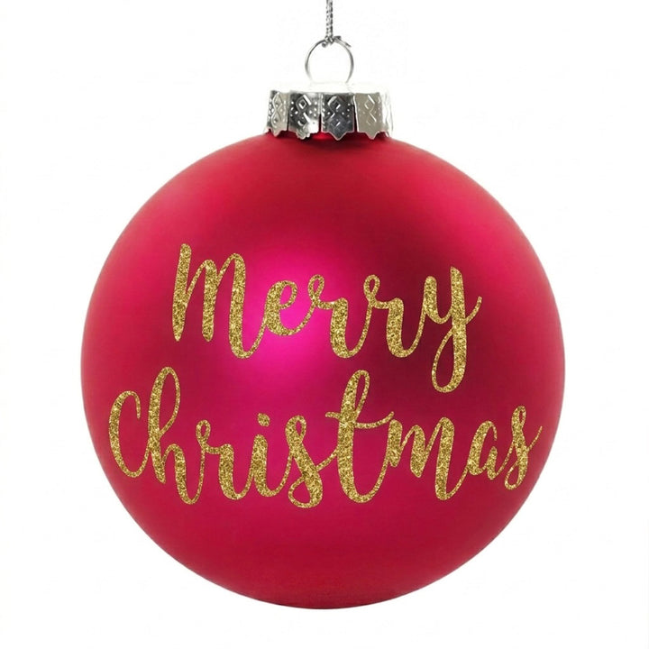 Hot Pink Glass Personalised Christmas Bauble