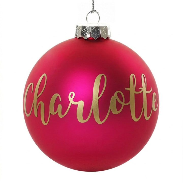 Hot Pink Glass Personalised Christmas Bauble