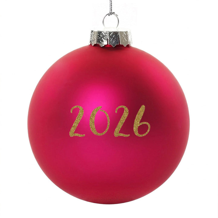 Hot Pink Glass Personalised Christmas Bauble