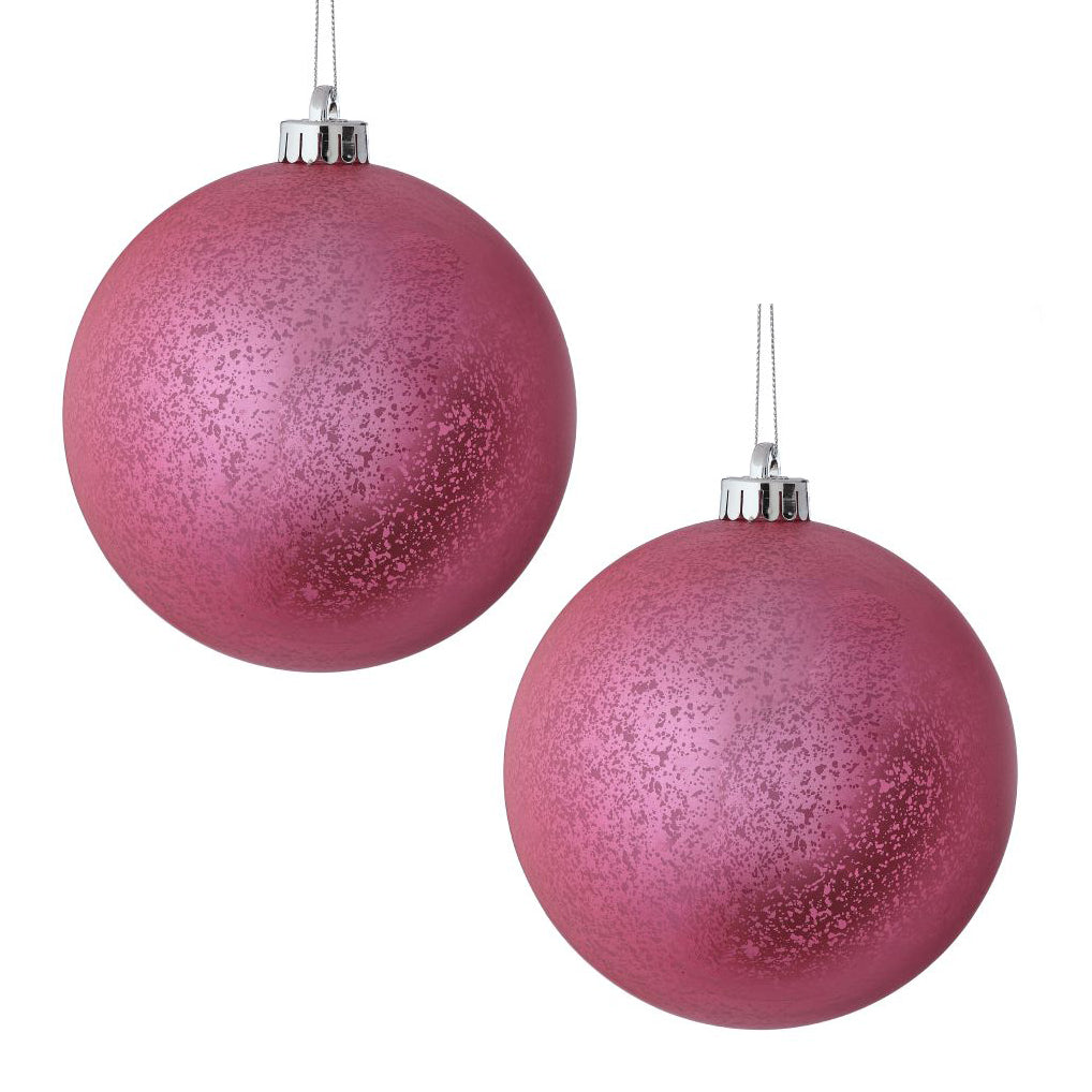 Hot Pink Mercury Jumbo Shatterproof Christmas Bauble Decoration - Set of 2