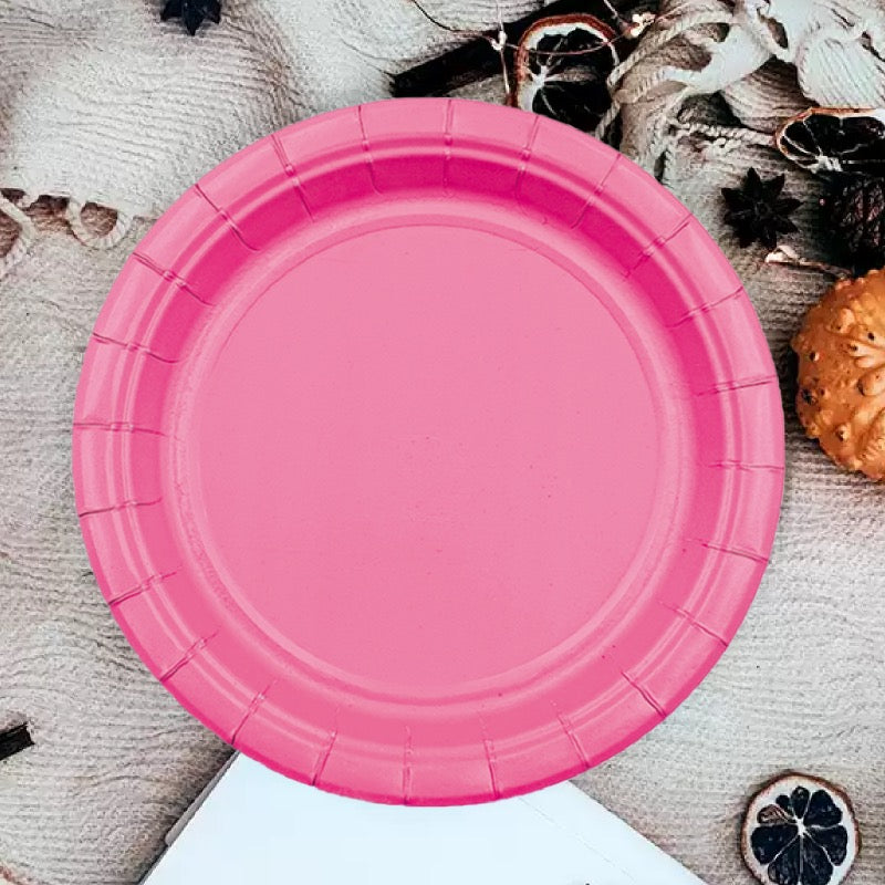 Hot Pink Paper Plate - Pack of 12