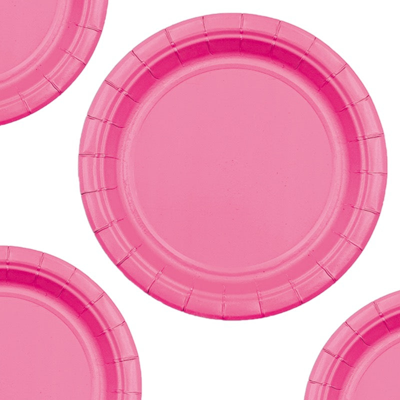 Hot Pink Paper Plate - Pack of 12