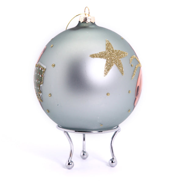 Teal Christmas Bear with Tree Bauble