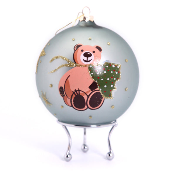 Teal Christmas Bear with Tree Bauble