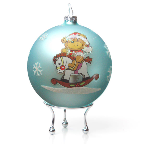 Sky Blue Rocking Horse Christmas Bauble