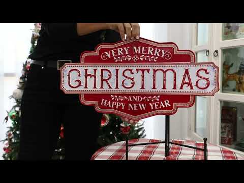 Merry Christmas and Happy New Year Retro Metal Christmas Sign