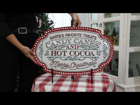 Candy Canes and Hot Cocoa Retro Metal Christmas Sign