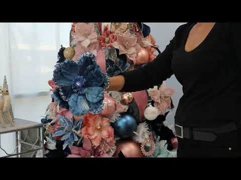 Blue Magnolia Flower Stem with Sequin Tips