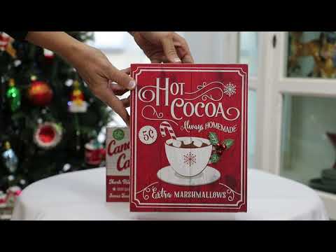 Retro Hot Cocoa Christmas Wall Box Sign