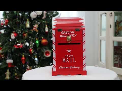 Red Wooden Santa Mailbox Christmas Ornament - 22cm(H)