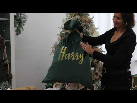 Personalised Forest Green Velvet Santa Sack