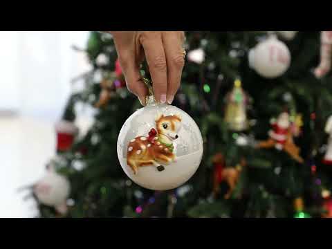 Frosted Glass 3D Bambi Christmas Bauble