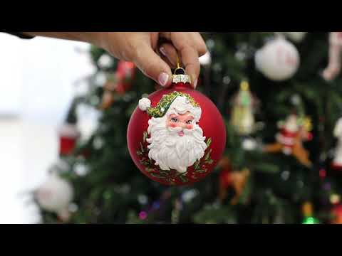 Red Glass 3D Santa Christmas Bauble 10cm
