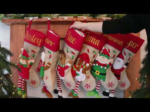 Personalised Reindeer Christmas Stocking with Dangly Legs