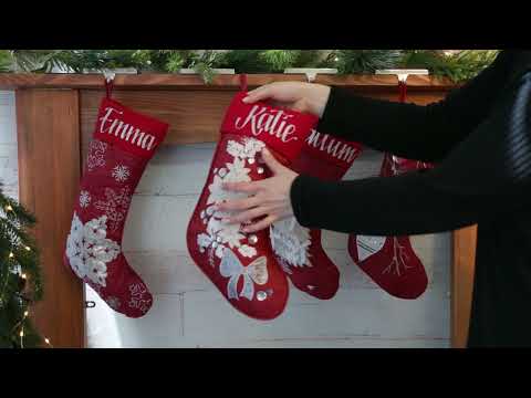 Personalised Red Poinsettia Christmas Stocking