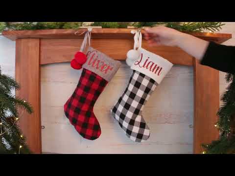 Personalised Red and Black Buffalo Check Christmas Stocking
