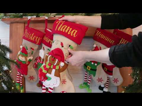 Personalised Gingerbread Girl Christmas Stocking with Dangly Legs