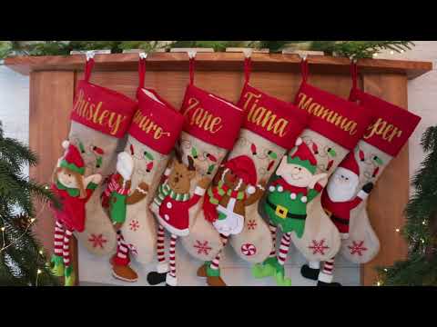 Personalised Gingerbread Boy Christmas Stocking with Dangly Legs