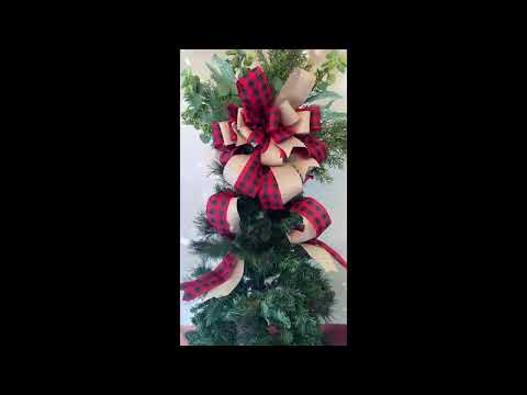 Buffalo Check Deluxe Tree Topper Bow with Streamers