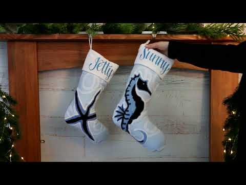 Personalised Coastal Seahorse Christmas Stocking
