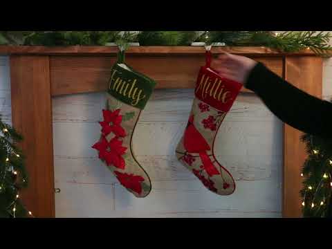 Personalised Burlap Poinsettia Christmas Stocking